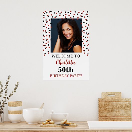 Black Red Birthday Party Custom 20x30 Foto Poster (Küche)