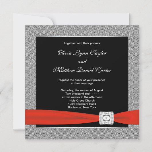 Black Red Black Wedding Einladung (Vorderseite)