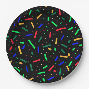 Black Red Blue Green Sprinklen Pappteller
