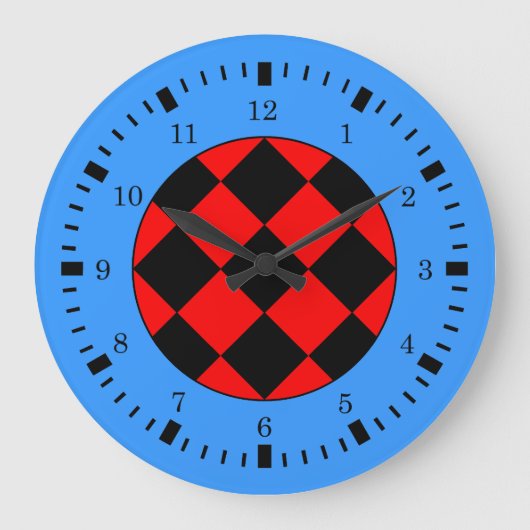 Black Red Blue Racing Thema Wall Clock Große Wanduhr (Vorderseite)