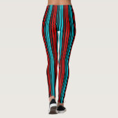 Black Red Blue Stripes Pattern   Leggings (Rückseite)