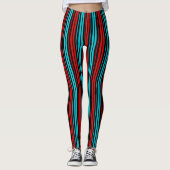 Black Red Blue Stripes Pattern   Leggings (Vorderseite)
