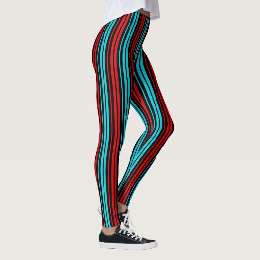Black Red Blue Stripes Pattern   Leggings (Rechts)