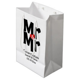 Black Red Bold Moderne Personalisiert Mr. and Mr. Mittlere Geschenktüte