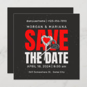Black Red Bold Save the Date Liebe Theme (Vorne/Hinten)