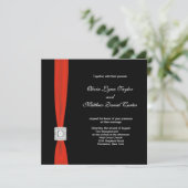 Black Red Bow Red Black Wedding Einladung (Stehend Vorderseite)