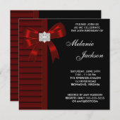 Black Red Bow Womans 30. Geburtstag Party Einladung (Vorne/Hinten)