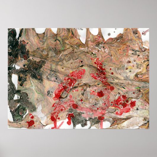 Black Red Brown Green Moderne Abstrakte Kunst Tren Poster (Vorne)