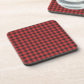 Black Red Buffalo Gingham Kariert Rustikal Getränkeuntersetzer (Linke Seite)