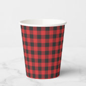 Black Red Buffalo Gingham Kariert Rustikal Pappbecher (Links)