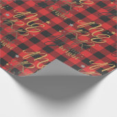 Black Red Buffalo Kariert Rustic Merry and Bright Geschenkpapier (Ecke)