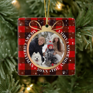 Black Red Buffalo Kariert Weihnachten 2 Foto Urlau Keramikornament