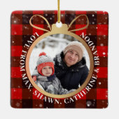 Black Red Buffalo Kariert Weihnachten 2 Foto Urlau Keramikornament (Rückseite)