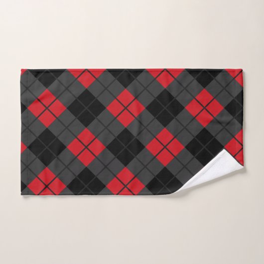 Black Red Buffalo Karierter Karo Badetuch Set (Handtuch)