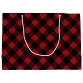 Black Red Buffalo Karierter Karo Geschenktasche Große Geschenktüte (Rückseite)