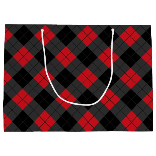 Black Red Buffalo Karierter Karo Geschenktasche Große Geschenktüte (Rückseite)