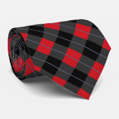 Black Red Buffalo Karierter Karo Neck Tie Krawatte (Gerollt)