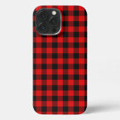 Black Red Buffalo Lumberjack Karierter Karo Muster iPhone Hülle (Rückseite)