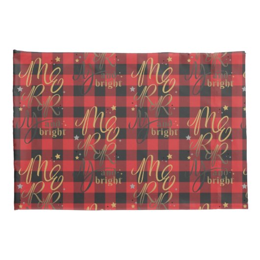 Black Red Buffalo Merry und Bright Kariert Rustic Kissenbezug (Rückseite-Rechts)