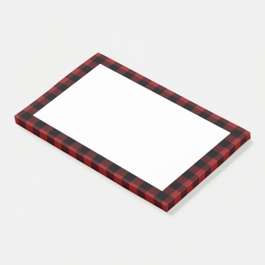 Black Red Buffalo Pläd Check Post-it Klebezettel (angewinkelt)