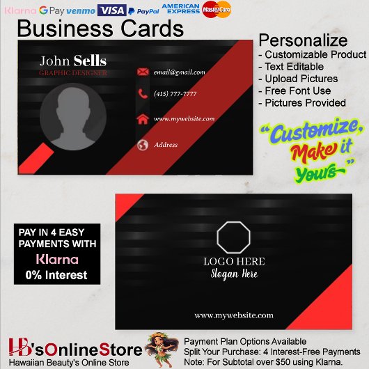 Black & Red Business Cards 37 Pack mit 100 Stück Visitenkarte