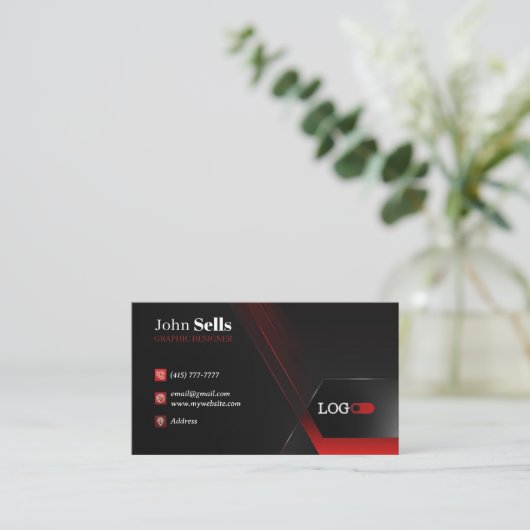 Black & Red Business Cards 38 Pack mit 100 Stück Visitenkarte (Stehend Vorderseite)