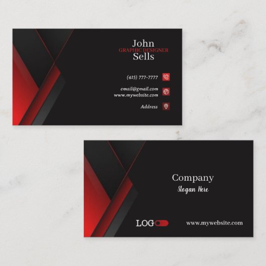 Black & Red Business Cards 41 Pack mit 100 Stück Visitenkarte (Vorne/Hinten)