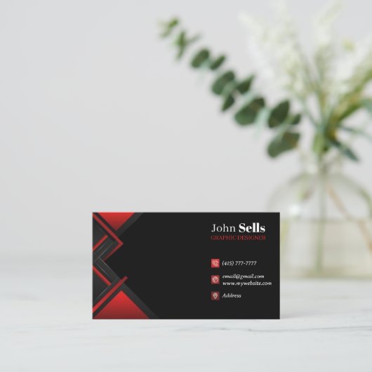 Black & Red Business Cards 43 Pack mit 100 Stück Visitenkarte (Stehend Vorderseite)