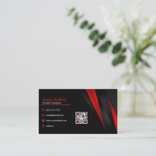 Black & Red Business Cards 44 Pack mit 100 Stück Visitenkarte (Stehend Vorderseite)