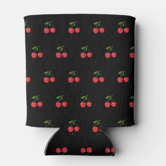Black & Red Cherry Pattern Fresh Fruit Modern Dosenkühler (Rückseite)