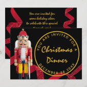 Black Red Christmas Eve Dinner Gold Nutcracker Einladung (Vorne/Hinten)