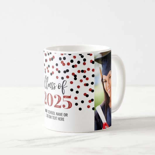 Black Red Class of 2025 Coffee Tasse (VorderseiteRechts)