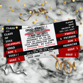 Black|Red Concert Ticket Grad Party Einladung