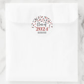 Black Red Confetti Abschluss 2024 Runder Aufkleber (Tasche)