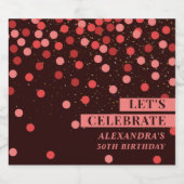 Black Red Confetti Lass Celebrate Sparkling Wein Schaumweinetikett (Einzelnes Label)