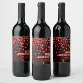 Black Red Confetti Lasse Celebrate Wine Label Weinetikett