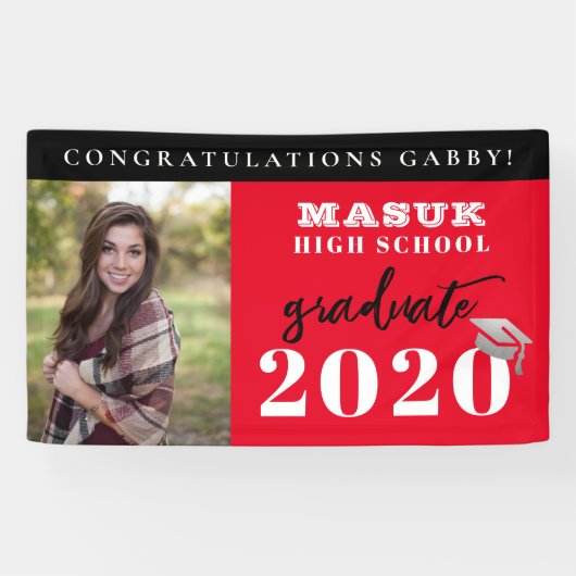 Black Red Congratulations 2020 Class Abschluss Banner (Horizontal)