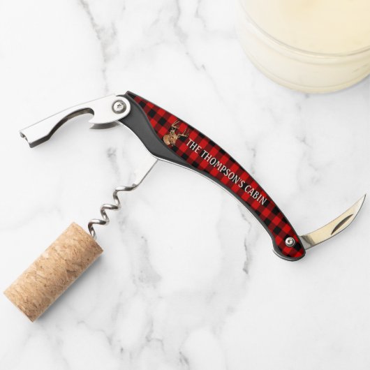 Black Red Cool Buffalo Lumberjack Kariertes Muster Kellnermesser (Vorderseite)