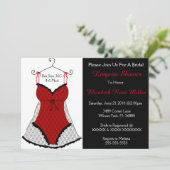 Black & Red Corset Lingerie Brautparty laden ein Einladung (Stehend Vorderseite)