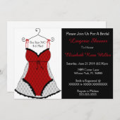 Black & Red Corset Lingerie Brautparty laden ein Einladung (Vorne/Hinten)
