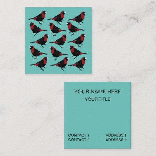 Black Red Crimson Collared Tanager Songbird Quadratische Visitenkarte (Vorne/Hinten)