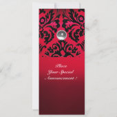 BLACK & RED DAMASK GEM STONE MONOGRAM burgundy Einladung (Rückseite)