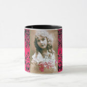 BLACK RED DAMASK GEMSTONE FOTOVORLAGE TASSE (Zentrum)