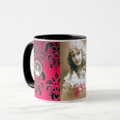 BLACK RED DAMASK GEMSTONE FOTOVORLAGE TASSE (Vorderseite Links)