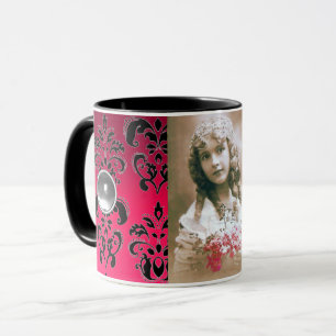 BLACK RED DAMASK GEMSTONE FOTOVORLAGE TASSE