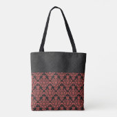 Black Red Damask Girly Trendy Initial Monogram Tasche (Rückseite)