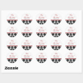 Black & Red Damask Save the Date Hochzeitsaufklebe Runder Aufkleber (Blatt)