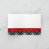 Black Red Damask Wedding Thank You Card Dankeskarte (Innenseite)