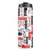 Black Red Danke Typografy Word Cloud Thermosbecher (Vorderseite)