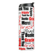 Black Red Danke Typografy Word Cloud Thermosbecher (Nach links gedreht)
